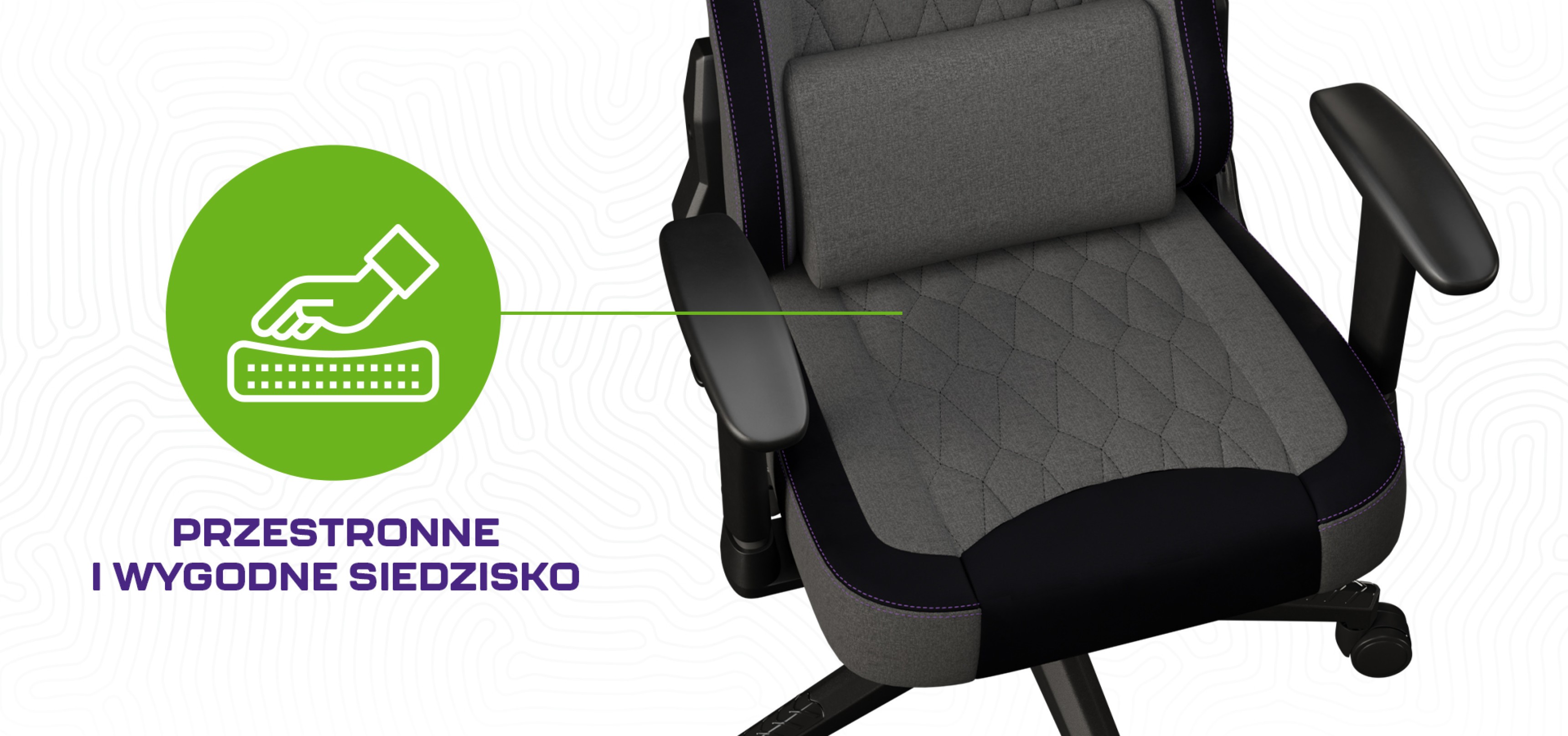 Fotel gamingowy z przestronnym i wygodnym siedziskiem oraz regulowanymi podłokietnikami